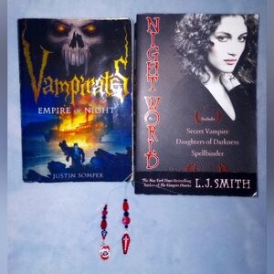 Vampire Books Night World Vampirates & Handmade Beaded Bookmarker Fangs Coffin